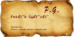 Peták Győző névjegykártya